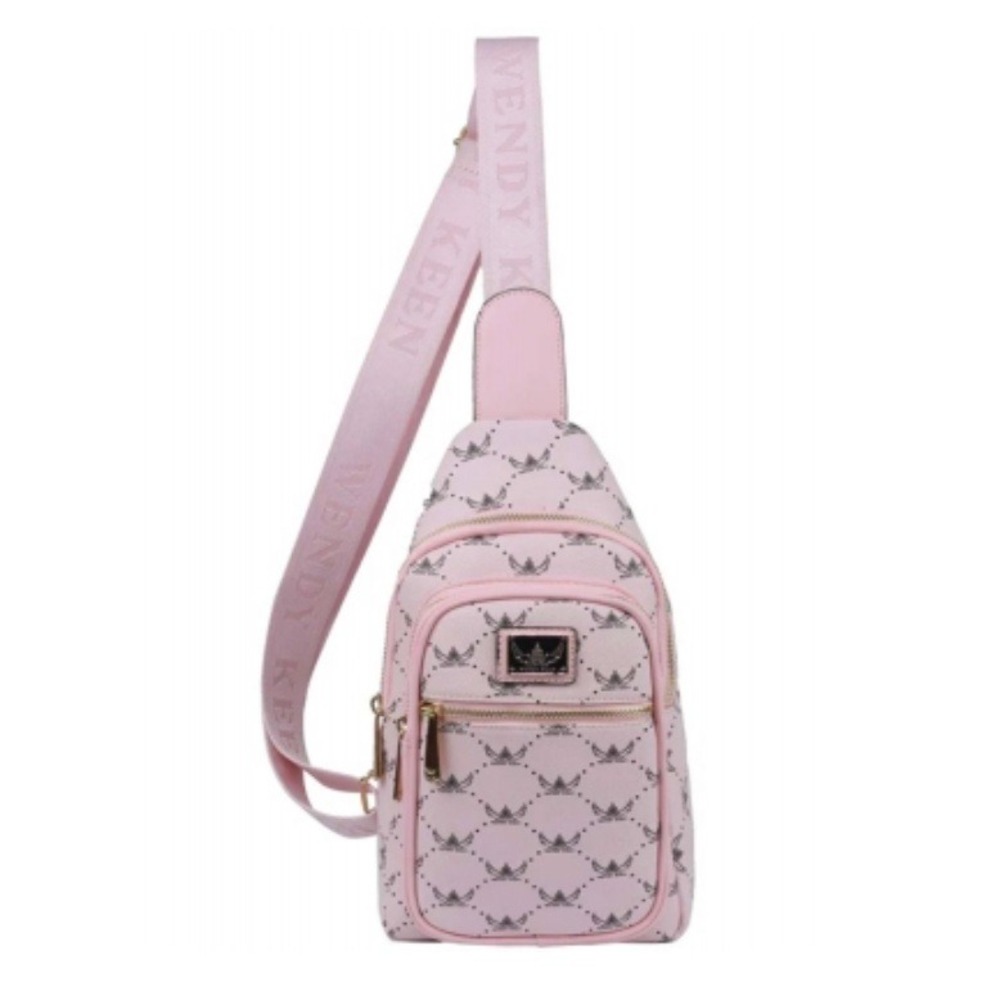Wendy Keen Pink Monogram Sling‎ Bag Wallet Set Crossbody Purse/wallet NWOT